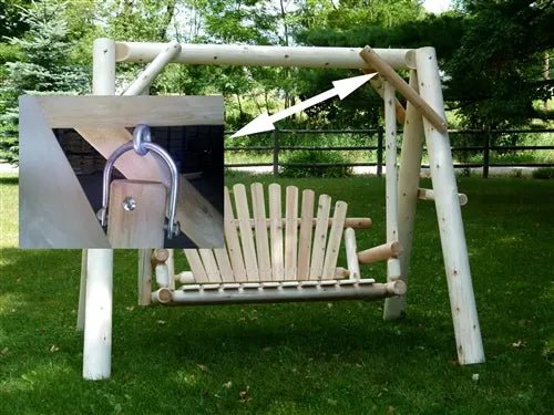 Sturdy patio wooden swing with durable metal hanging hardware for a secure and comfortable outdoor experience