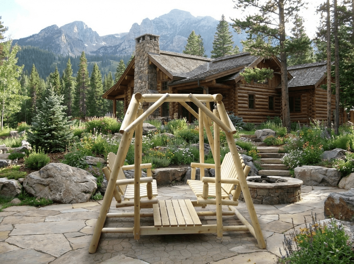 Double Bench Swing | Patio Swinging Benches – Cedar Creek Rustic