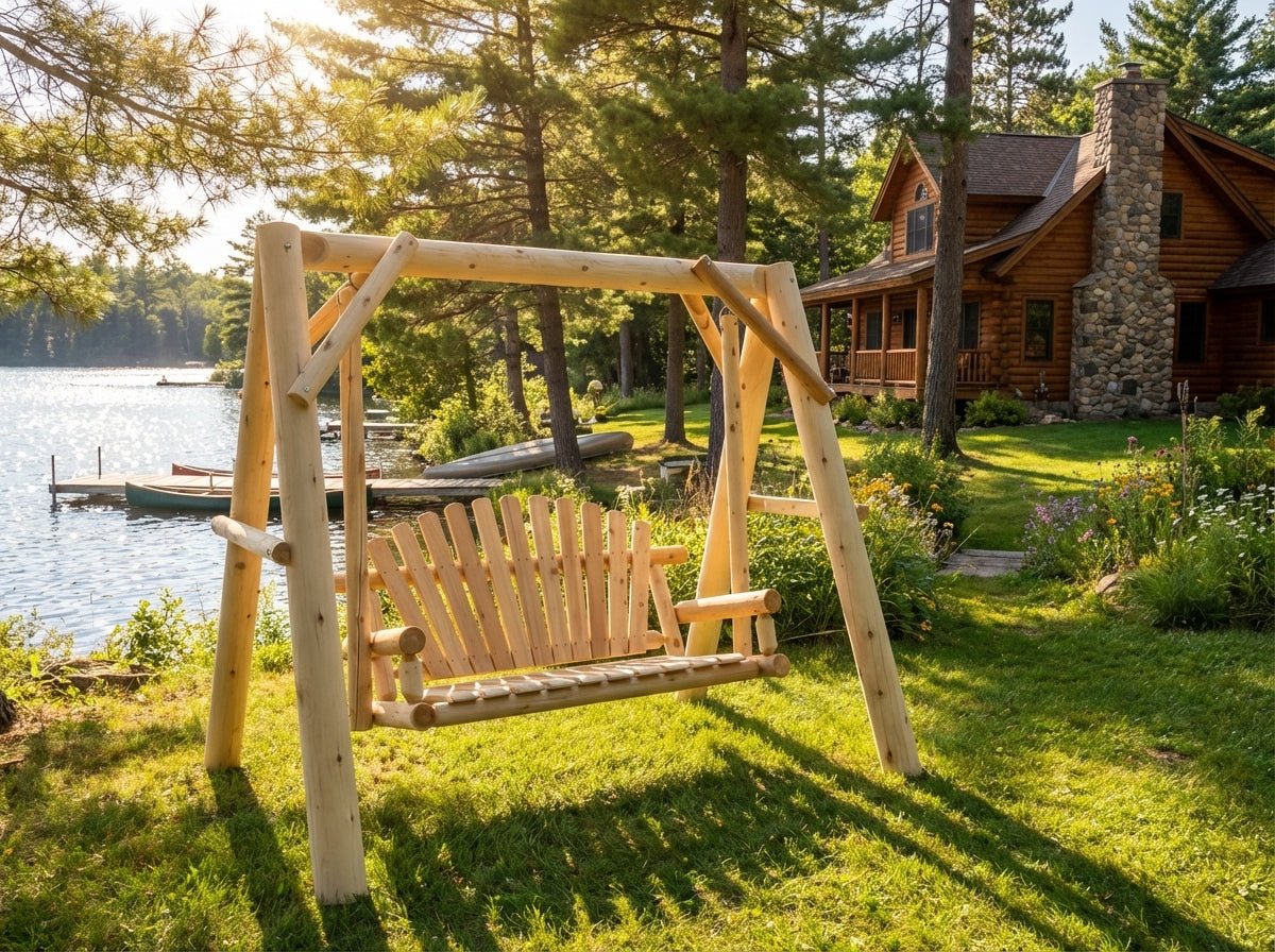 Handcrafted Patio Wooden Swing - Cedar Creek Rustic Furniture