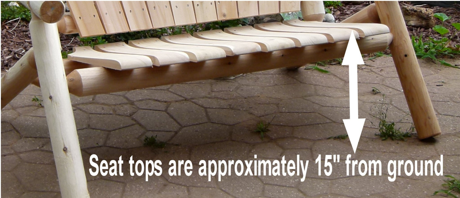 Outdoor Durable Wooden Bench with a comfortable seat height approximately 15 inches from the ground.