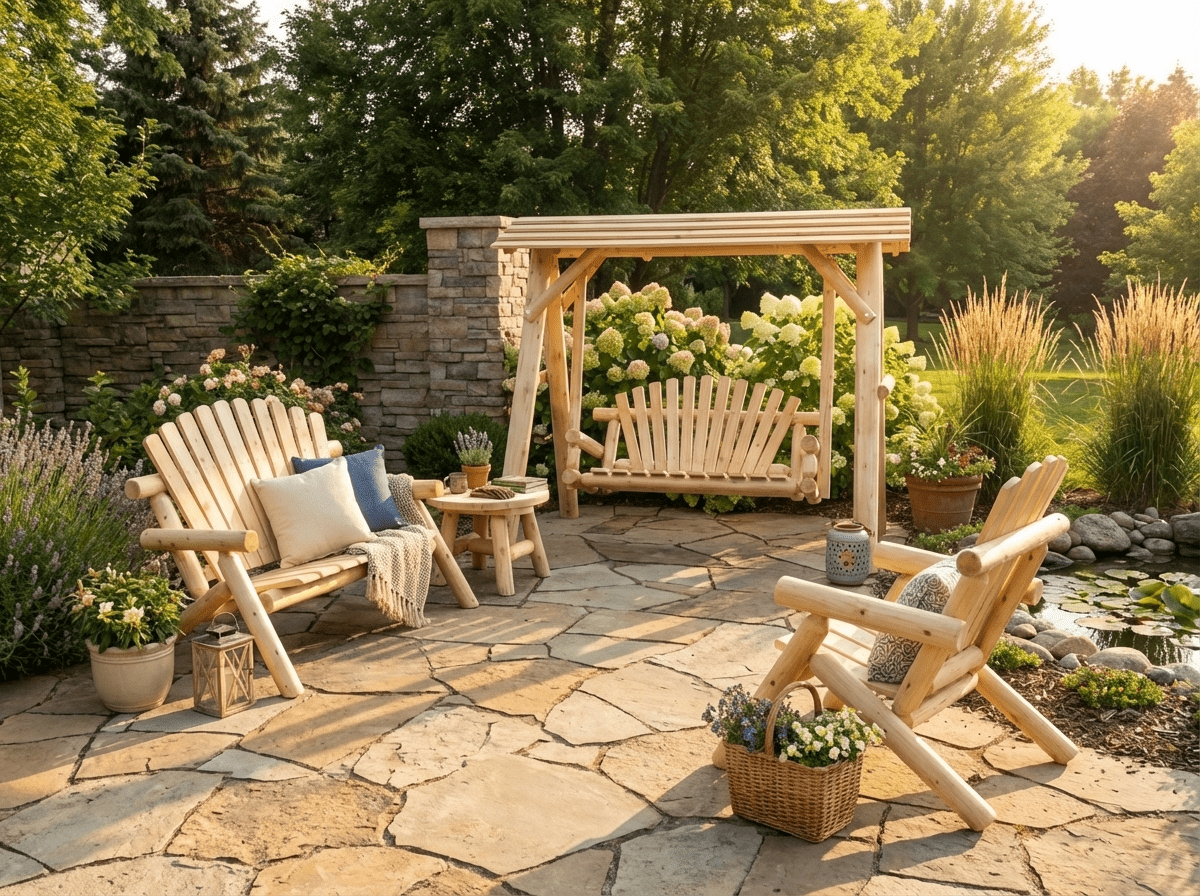 Wooden Porch Swing with Canopy - Cedar Creek Rustic Furniture