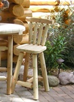 Hand-peeled, handcrafted custom Cedar log bar stools with back, 30". Made in USA from Michigan white cedar.
