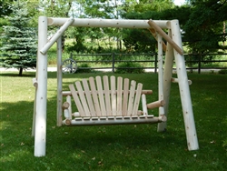 log garden swing made of white cedar from a cedar log furniture manufacturer who has been handcrafting this log furniture for over 35yrs.  The durability of this log garden swing will last for years to come and can with stand the outdoor elements.