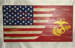 Hand Painted American Flag Marines Logo