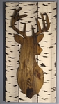 Hand painted Deer cutout over Birch Trees. Each item is unique and you get the exact one in the picture shown.