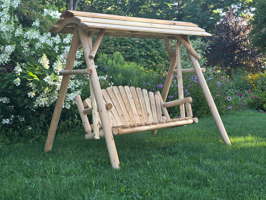 Rustic Log 5' Log Swing with Canopy