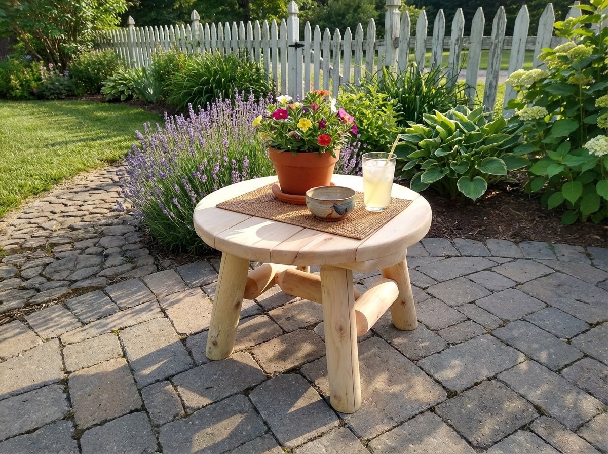 Cedar Log Round Table - Cedar Creek Rustic Furniture