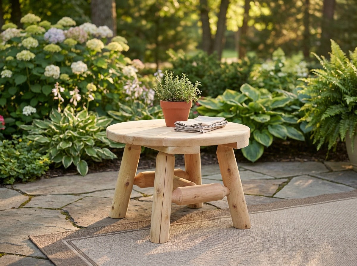 Cedar Log Round Table - Cedar Creek Rustic Furniture