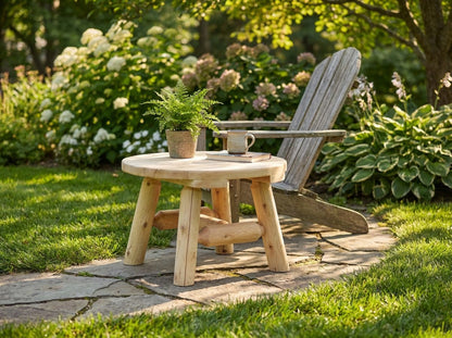 Cedar Log Round Table - Cedar Creek Rustic Furniture