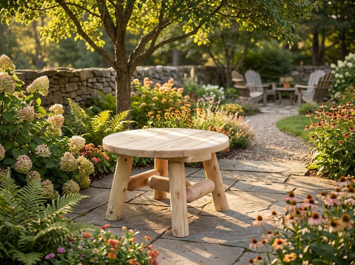 Cedar Log Round Table - Cedar Creek Rustic Furniture