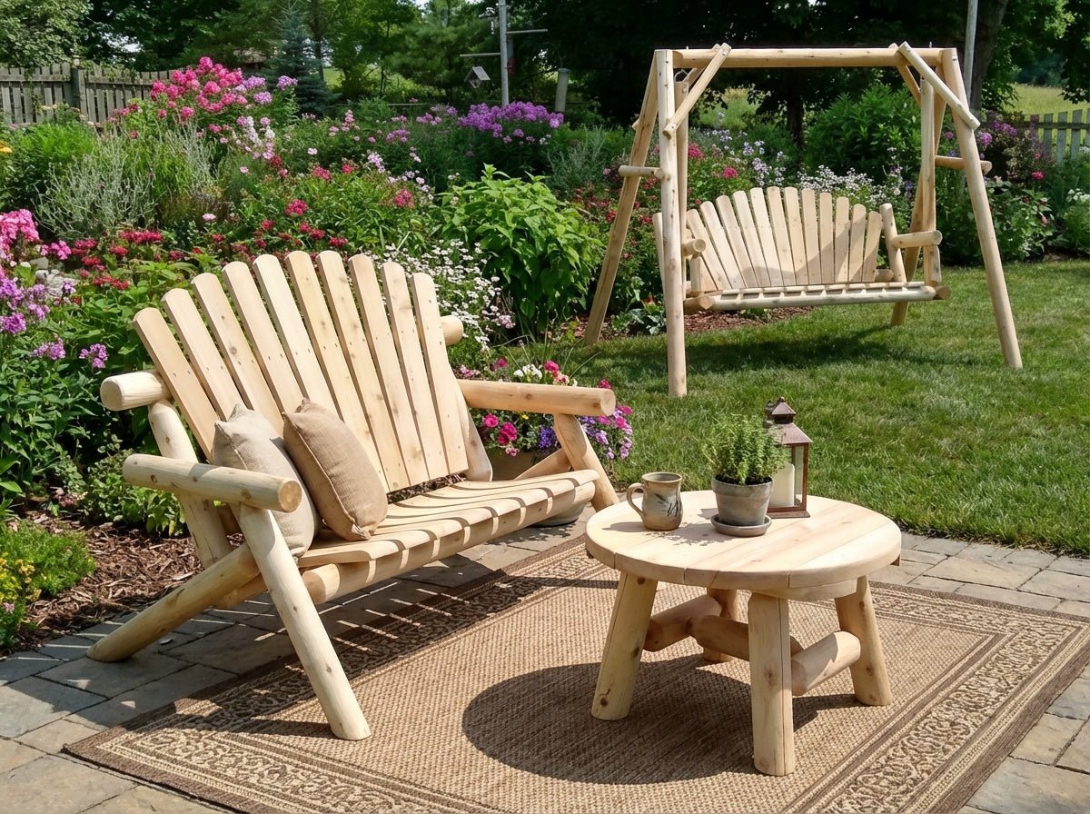 Cedar Log Round Table - Cedar Creek Rustic Furniture