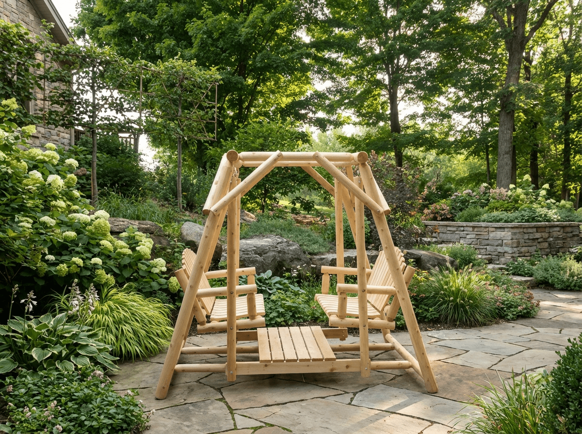 Double Benches Swing for Patio - Cedar Creek Rustic Furniture