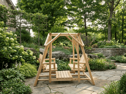 Double Benches Swing for Patio - Cedar Creek Rustic Furniture