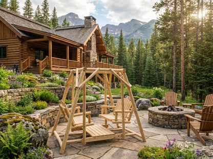 Double Benches Swing for Patio - Cedar Creek Rustic Furniture