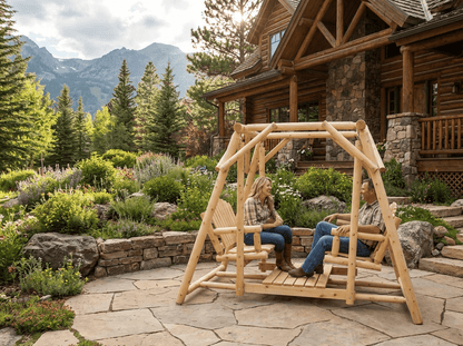 Double Benches Swing for Patio - Cedar Creek Rustic Furniture