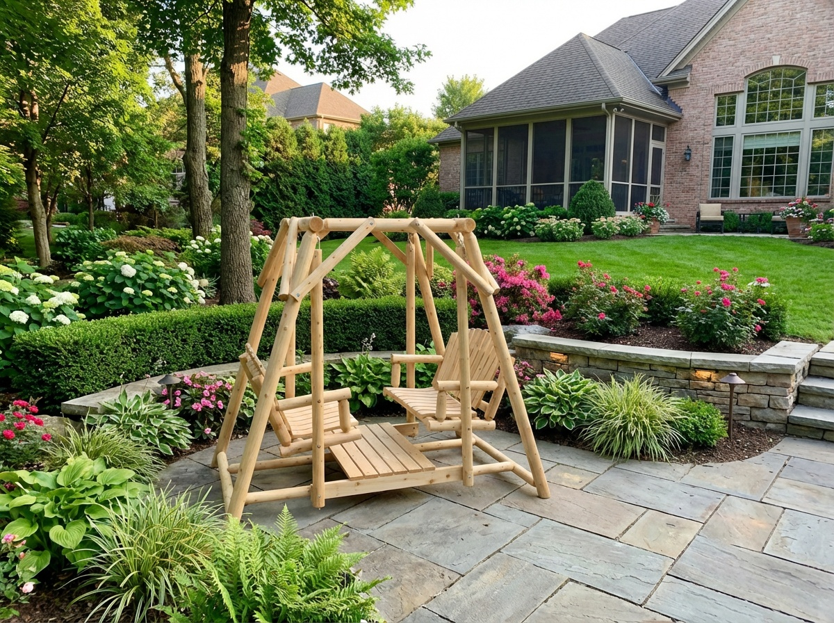 Double Benches Swing for Patio - Cedar Creek Rustic Furniture