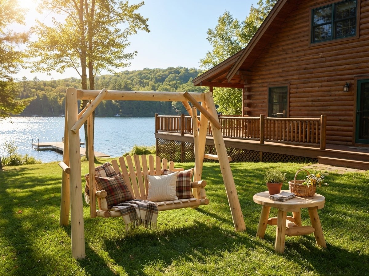 Handcrafted Patio Wooden Swing - Cedar Creek Rustic Furniture