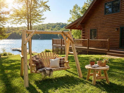 Handcrafted Patio Wooden Swing - Cedar Creek Rustic Furniture