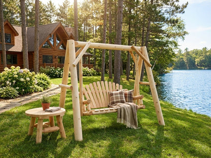 Handcrafted Patio Wooden Swing - Cedar Creek Rustic Furniture