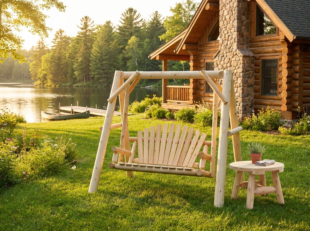 Handcrafted Patio Wooden Swing - Cedar Creek Rustic Furniture