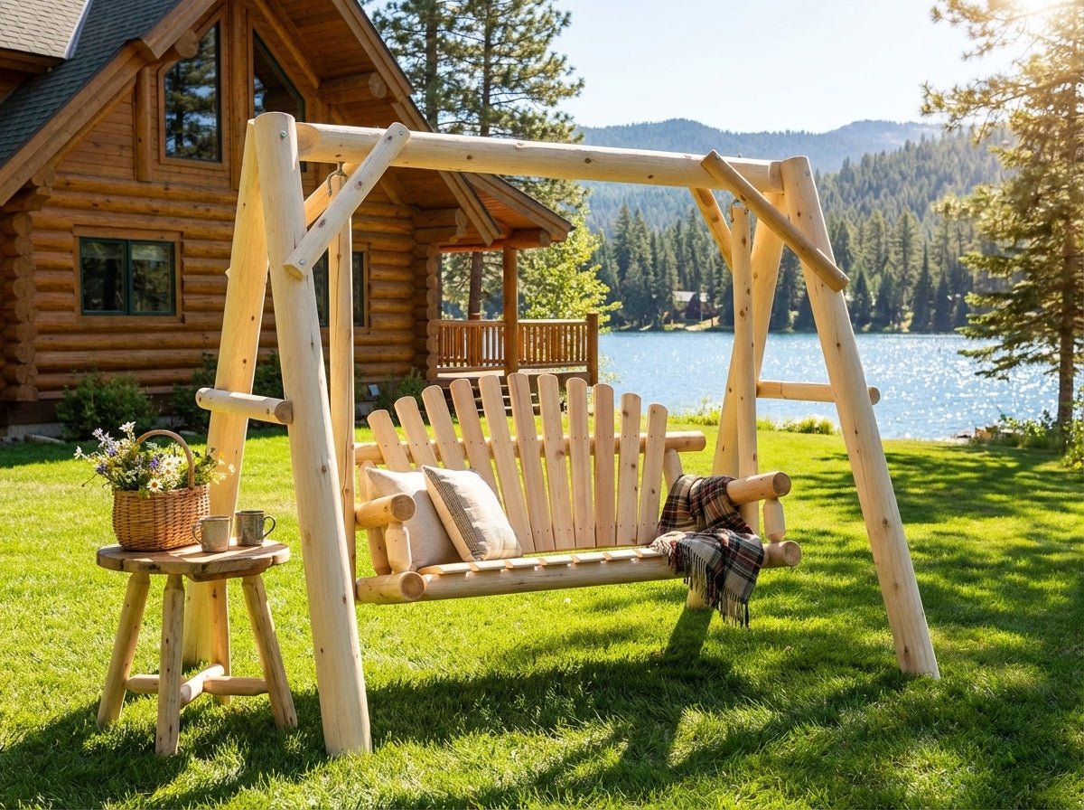 Handcrafted Patio Wooden Swing - Cedar Creek Rustic Furniture