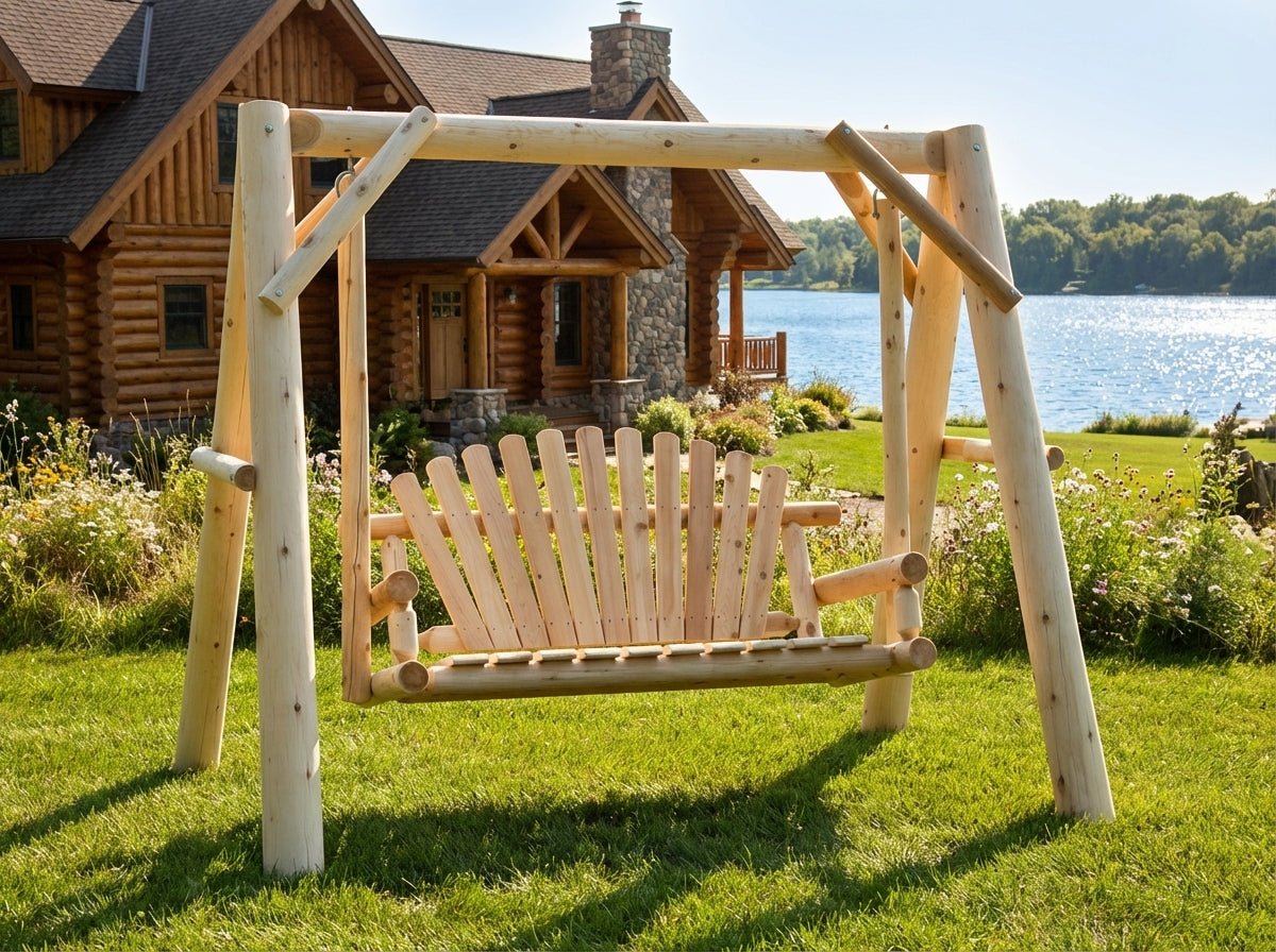 Handcrafted Patio Wooden Swing - Cedar Creek Rustic Furniture