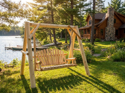 Handcrafted Patio Wooden Swing - Cedar Creek Rustic Furniture