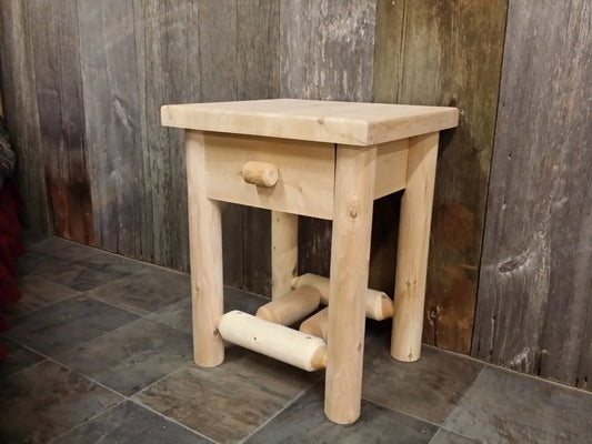 Handcrafted Rustic Log Nightstands - Natural Wood Bedroom Furniture - Cedar Creek Rustic Furniture