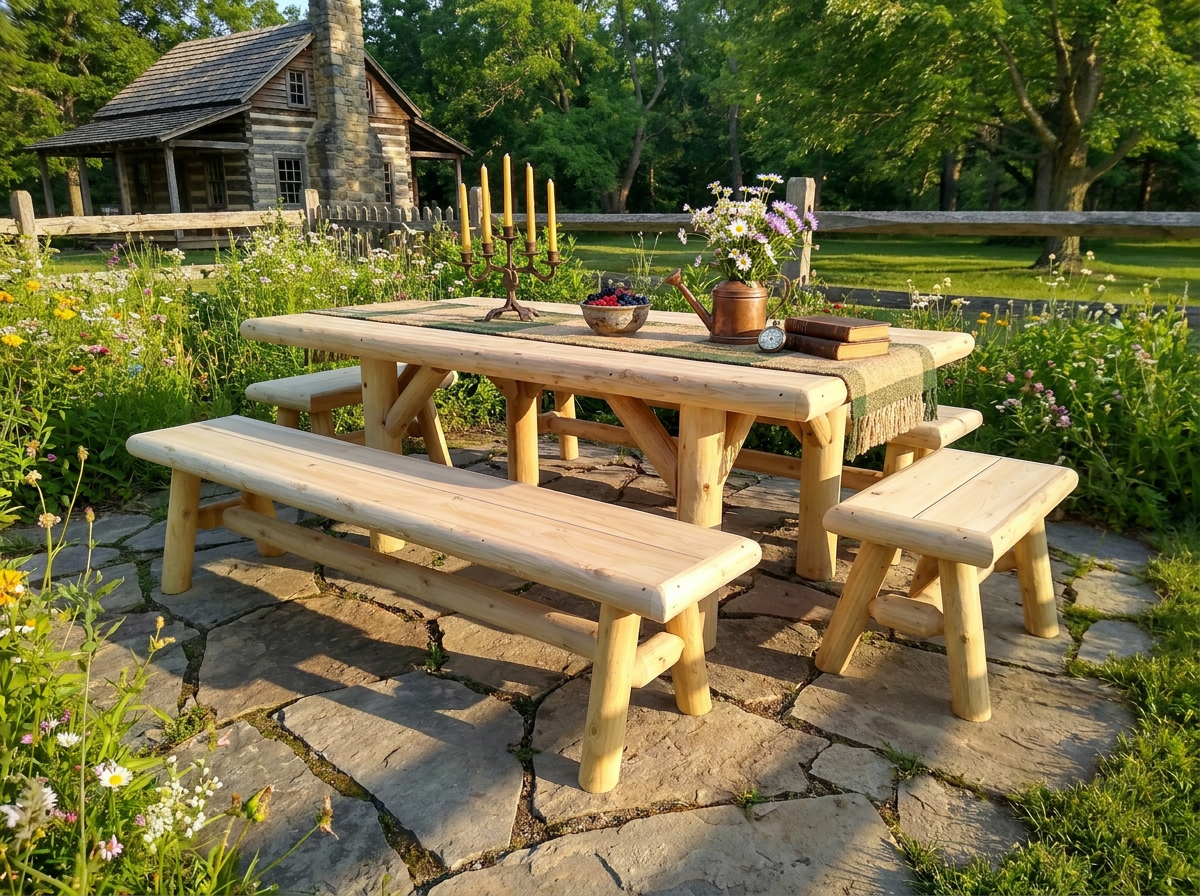 Handmade Rustic Outdoor Picnic Table - Cedar Creek Rustic Furniture