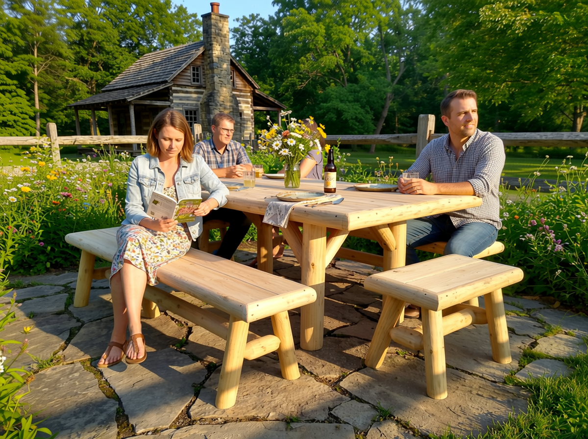 Handmade Rustic Outdoor Picnic Table - Cedar Creek Rustic Furniture