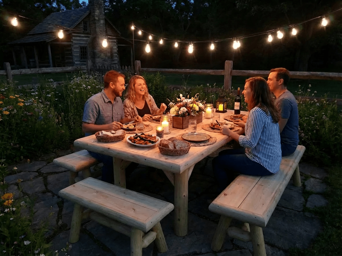 Handmade Rustic Outdoor Picnic Table - Cedar Creek Rustic Furniture