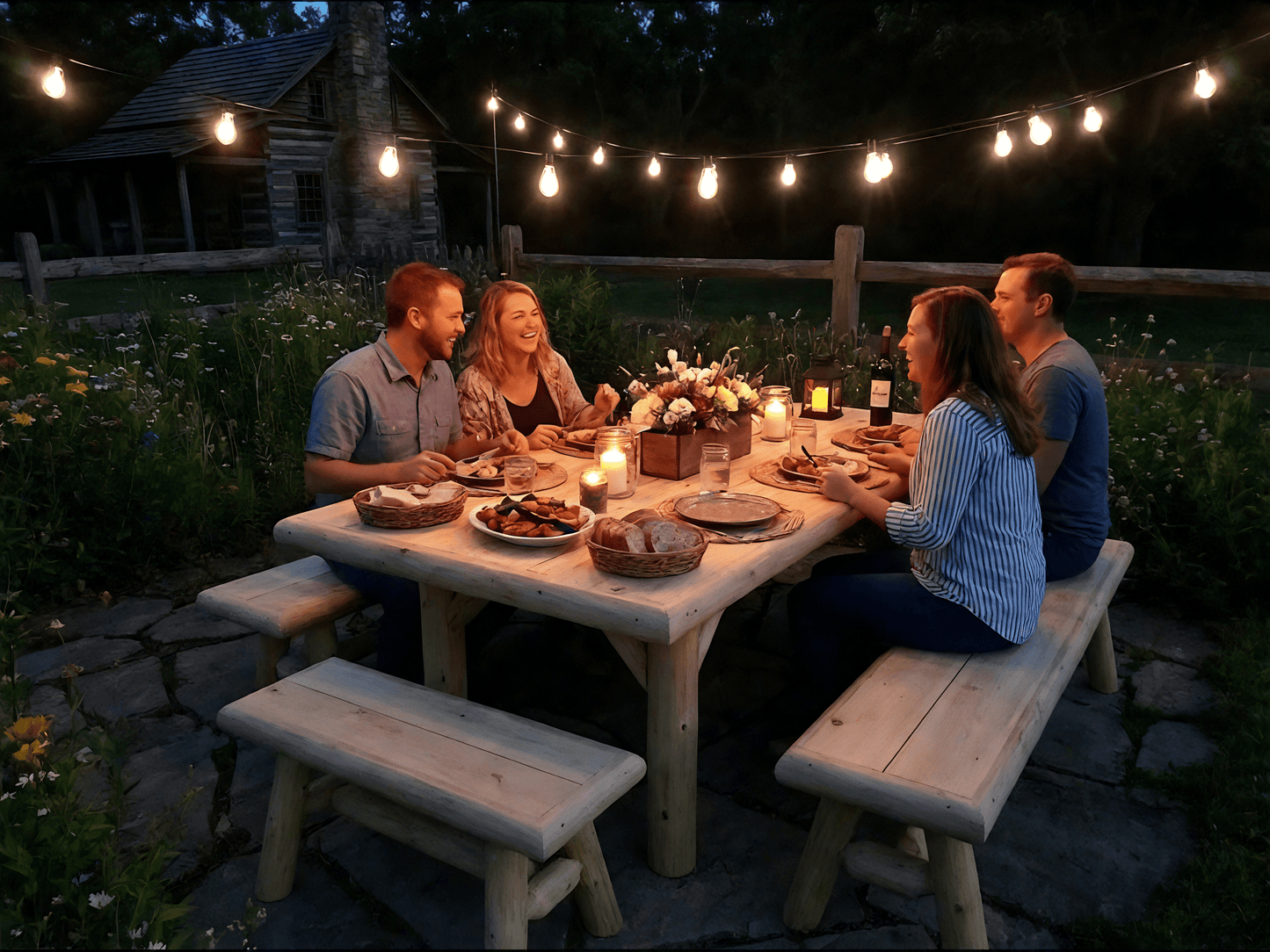 Handmade Rustic Outdoor Picnic Table - Cedar Creek Rustic Furniture