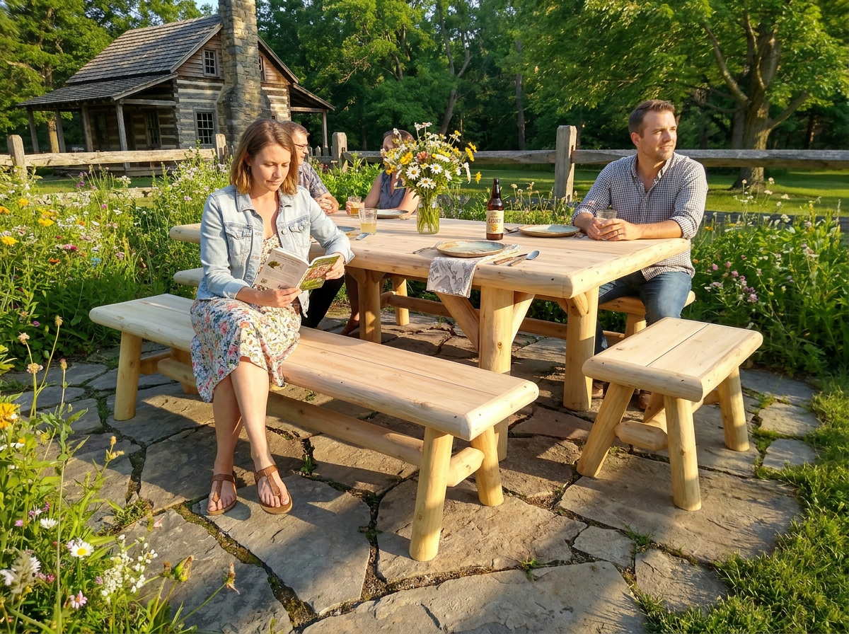 Handmade Rustic Outdoor Picnic Table - Cedar Creek Rustic Furniture