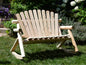 Handcrafted rocking wooden bench perfect for outdoor relaxation on a patio or garden