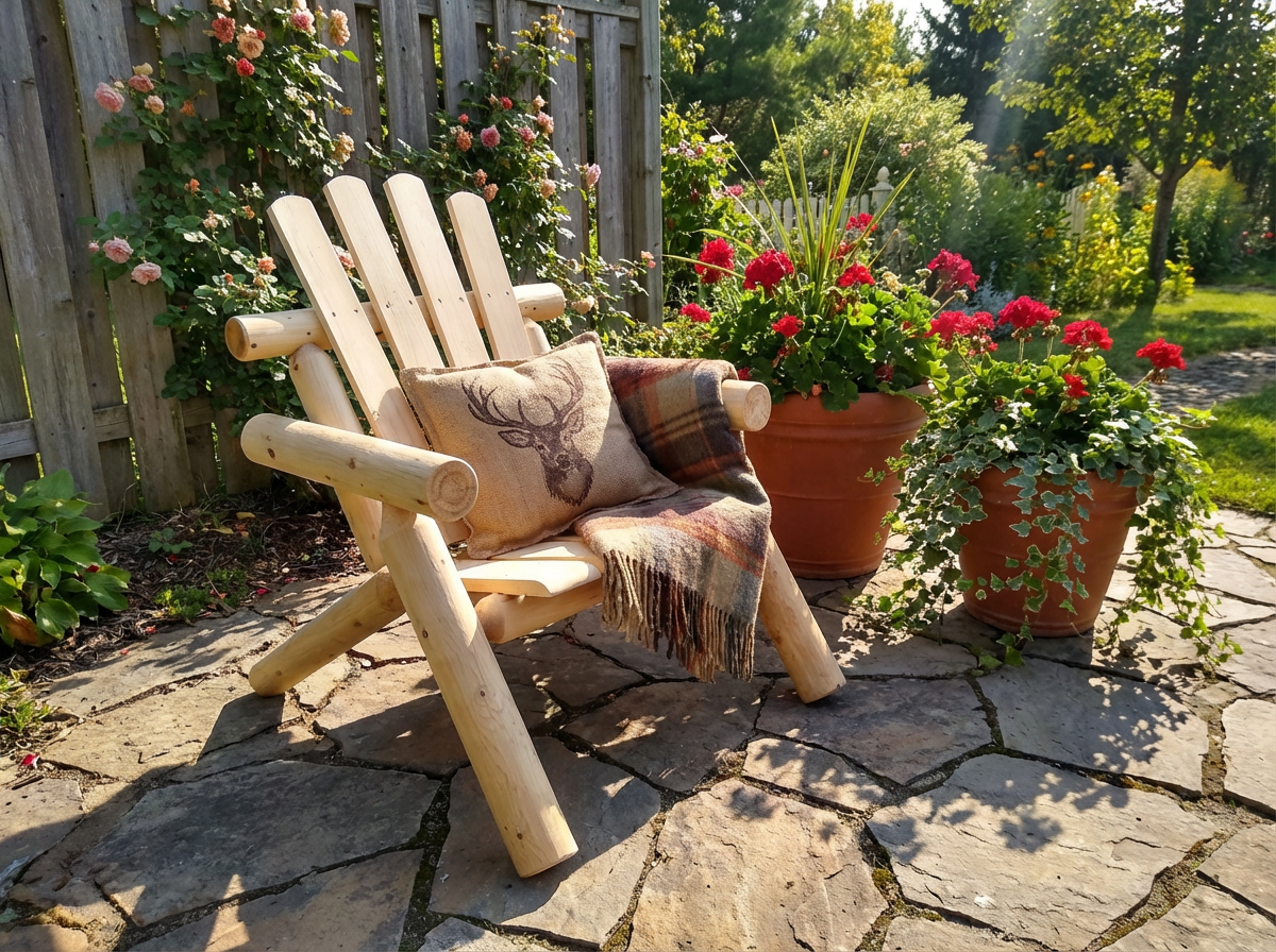 Log Outdoor Chair | Wooden Deck & Log Chairs – Cedar Creek Rustic