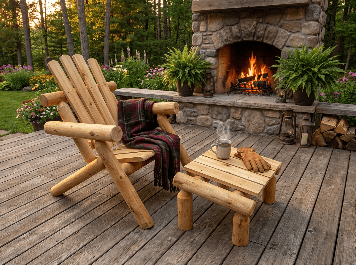 Log Outdoor Chair | Wooden Deck & Log Chairs – Cedar Creek Rustic