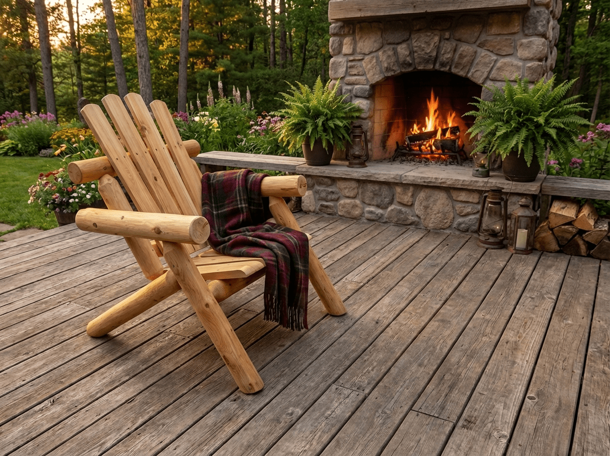 Log Outdoor Chair | Wooden Deck & Log Chairs – Cedar Creek Rustic