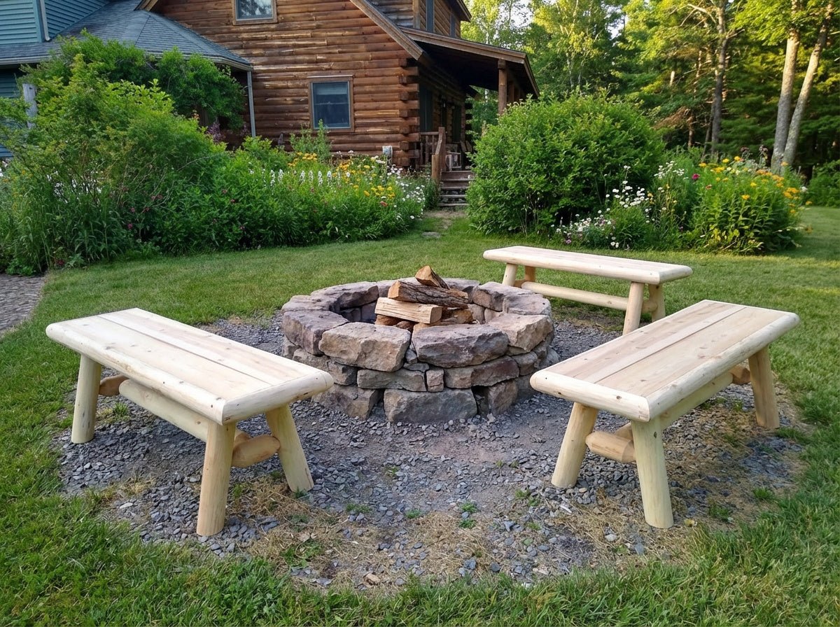 Outdoor Farmhouse Entryway Bench - Cedar Creek Rustic Furniture