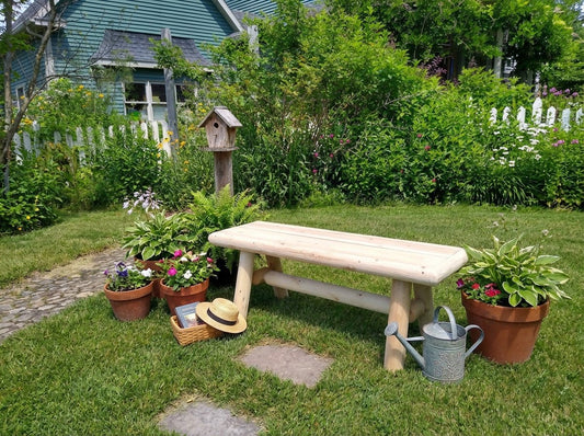 Outdoor Farmhouse Entryway Bench - Cedar Creek Rustic Furniture