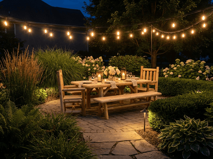 Outdoor Farmhouse Patio Table and Chairs - Cedar Creek Rustic Furniture
