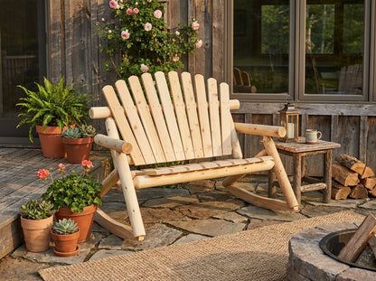 Rocking Outdoor Wooden Bench - Cedar Creek Rustic Furniture