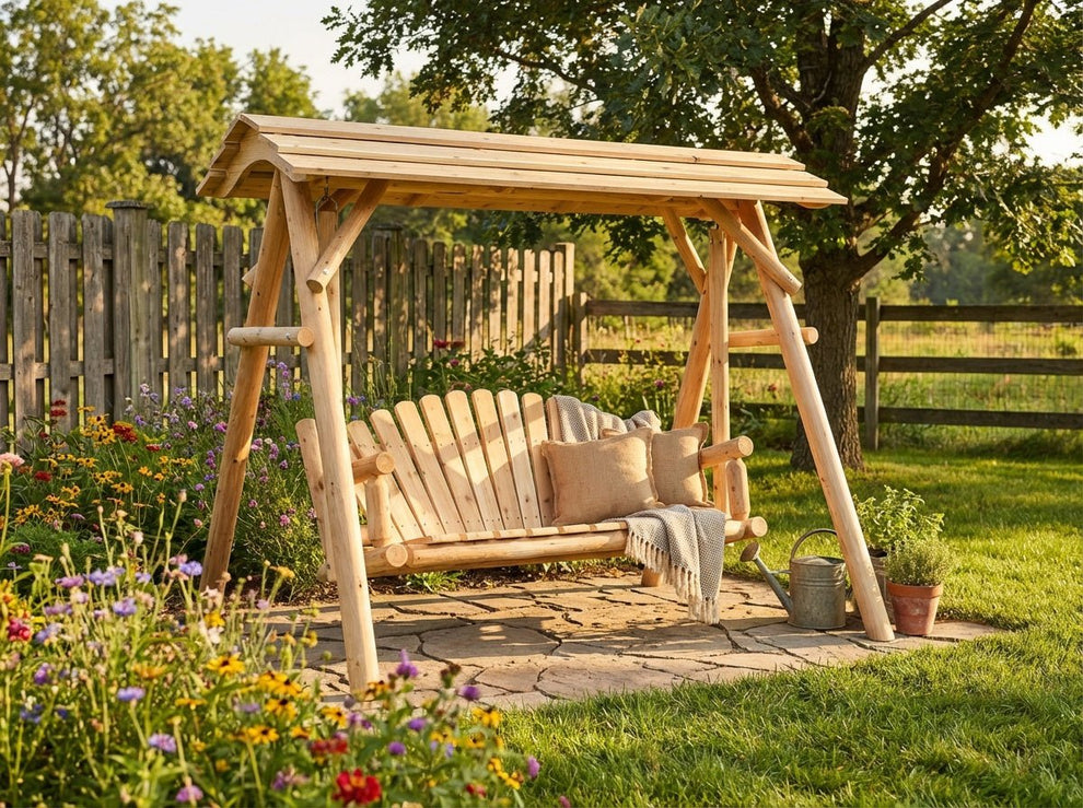 Log Swing Set | Rustic Outdoor Log Swings – Cedar Creek Rustic Furniture