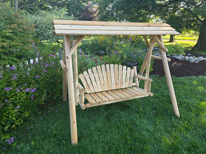 Rustic Log 5' Log Swing with Canopy - Cedar Creek Rustic Furniture