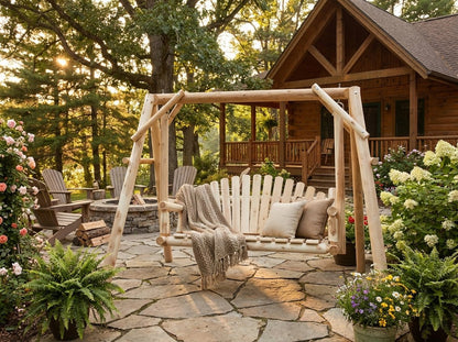 Rustic Log Swing Set - Cedar Creek Rustic Furniture