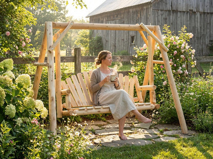 Rustic Log Swing Set - Cedar Creek Rustic Furniture