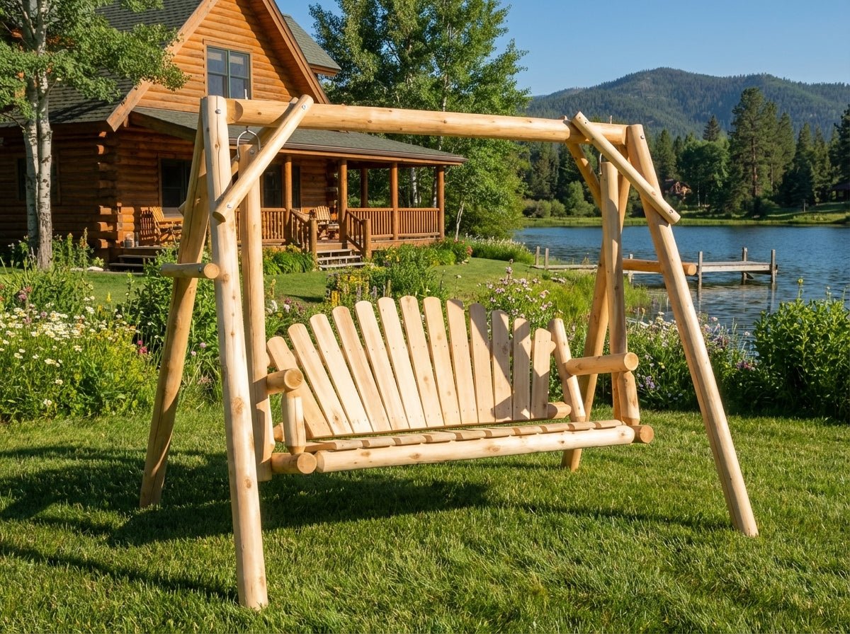 Log Swing Set | Rustic Outdoor Log Swings – Cedar Creek Rustic Furniture