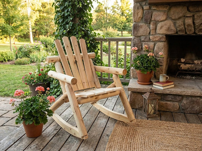 Rustic Outdoor Log Rocking Chair - Cedar Creek Rustic Furniture