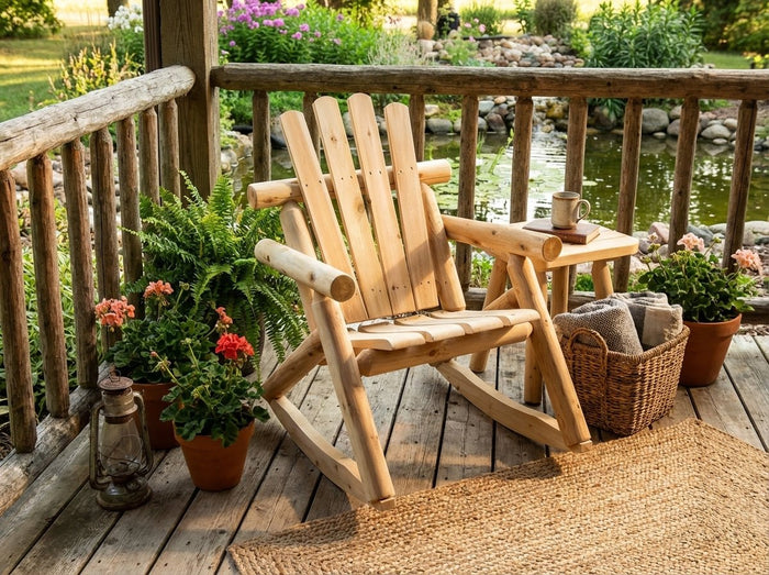Rustic Outdoor Log Rocking Chair - Cedar Creek Rustic Furniture