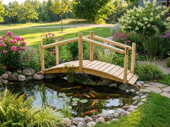Rustic Wooden Garden Bridge - Cedar Creek Rustic Furniture