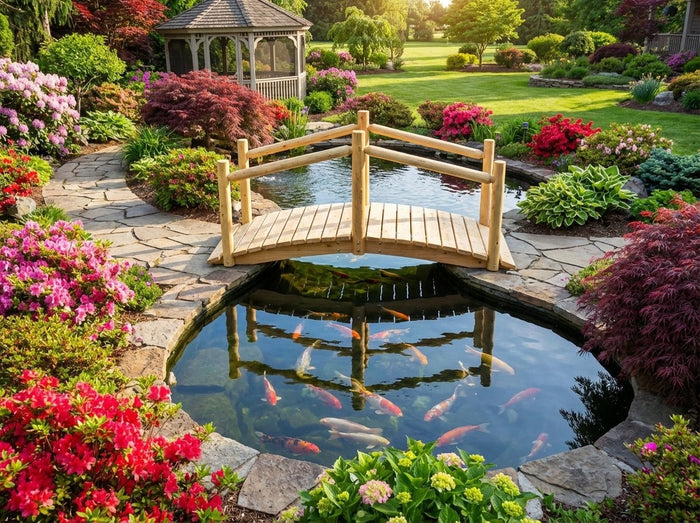 Rustic Wooden Garden Bridge - Cedar Creek Rustic Furniture